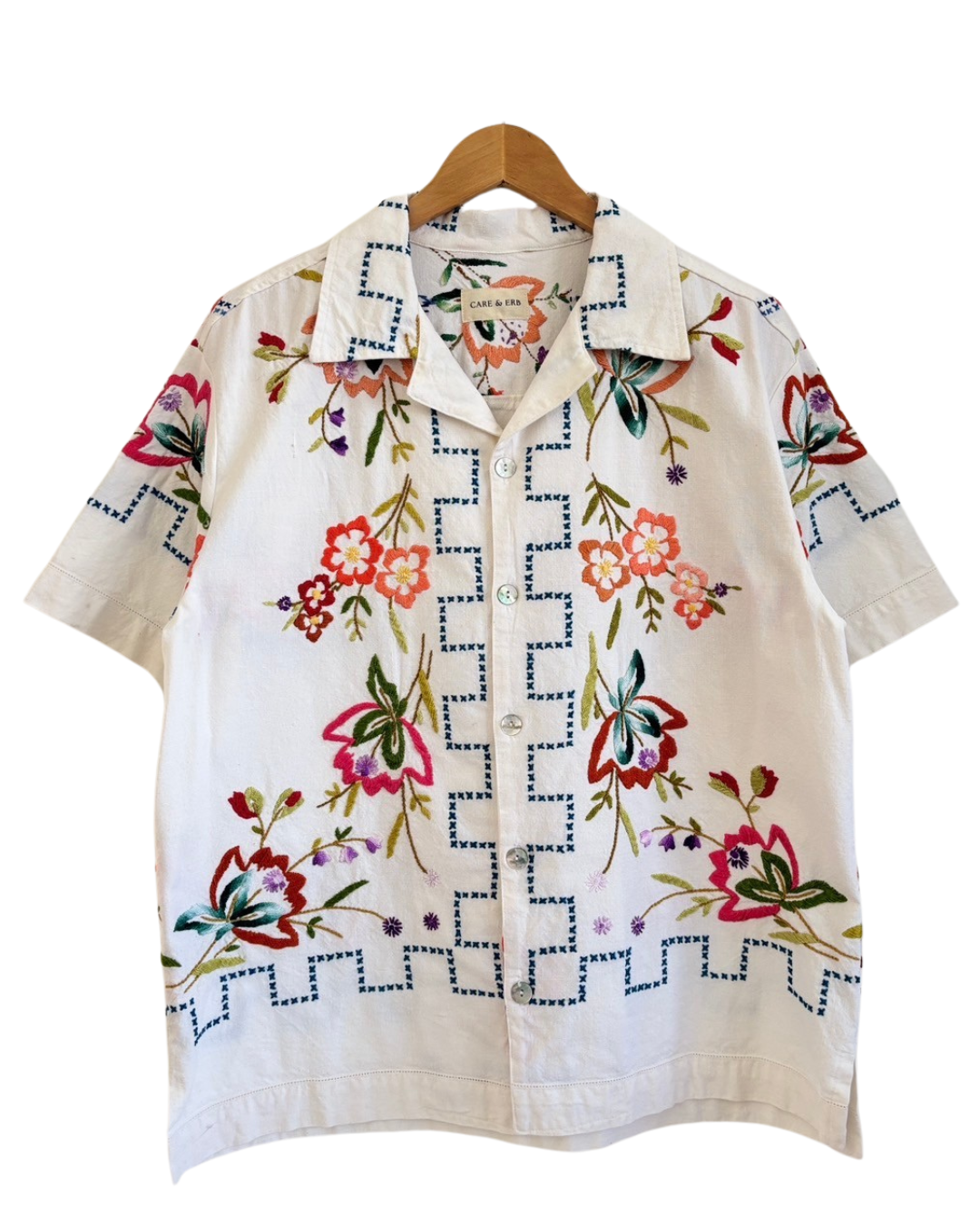 Vintage Upcycled Floral Hand-Embroidered Shirt