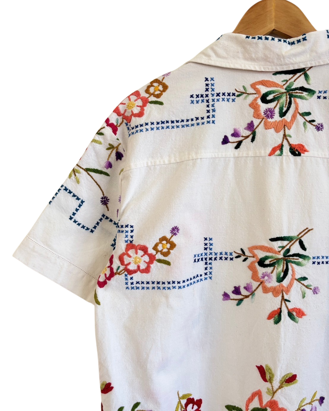 Vintage Upcycled Floral Hand-Embroidered Shirt