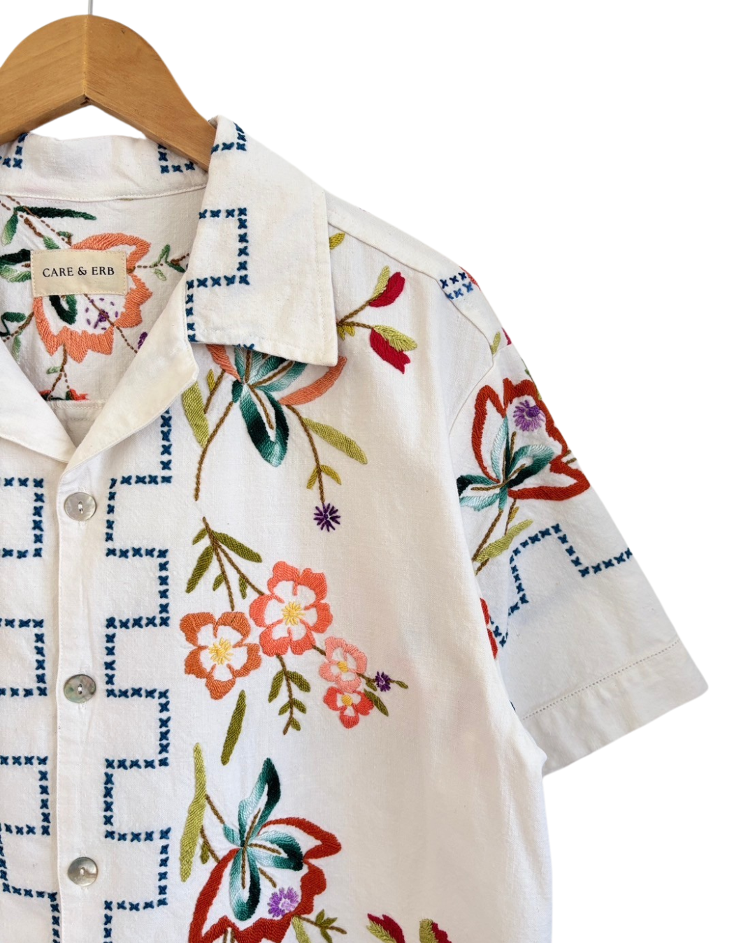 Vintage Upcycled Floral Hand-Embroidered Shirt