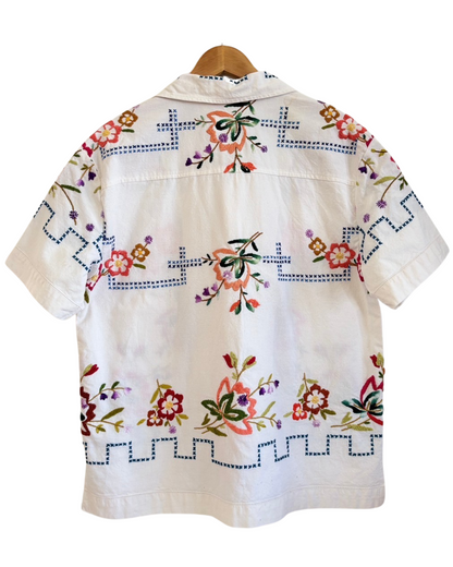 Vintage Upcycled Floral Hand-Embroidered Shirt